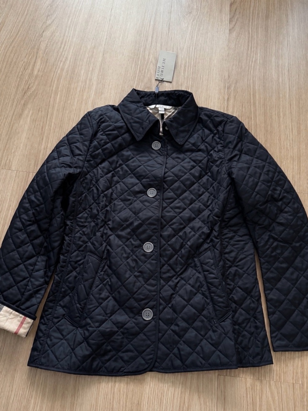 Burberry Navy Quilted Button-Down Puffer Jacket